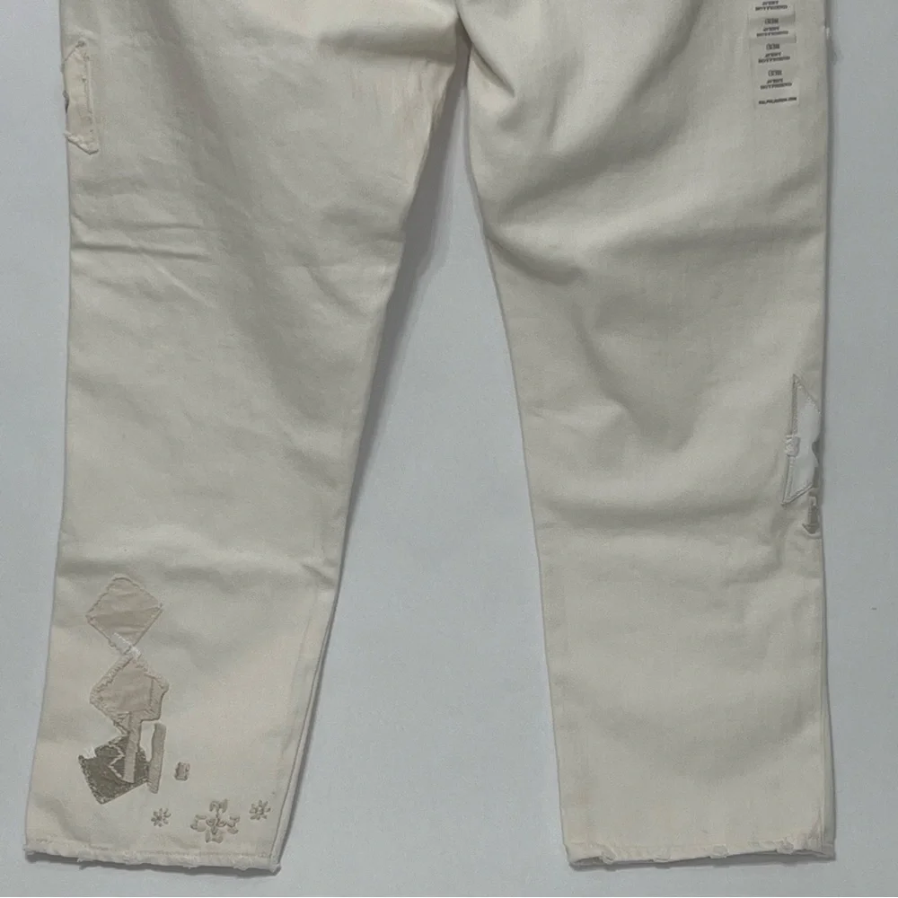 New Polo Ralph Lauren Avery Boyfriend Ivory‎ Wash Patchwork Jeans - Picture 7 of 14